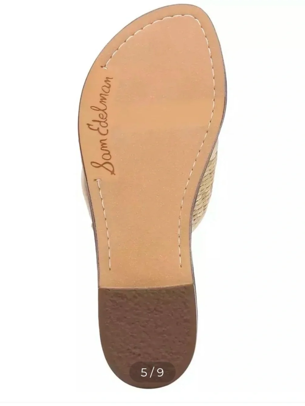 Sam Edelman Gracyn Woven Natural Crossband Slide Sandal with Gold Buckle, 5M - Picture 4 of 15